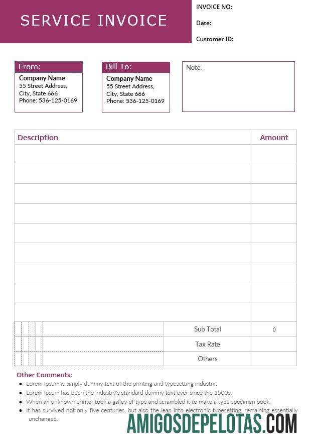 realista Modelo de fatura de serviço editável